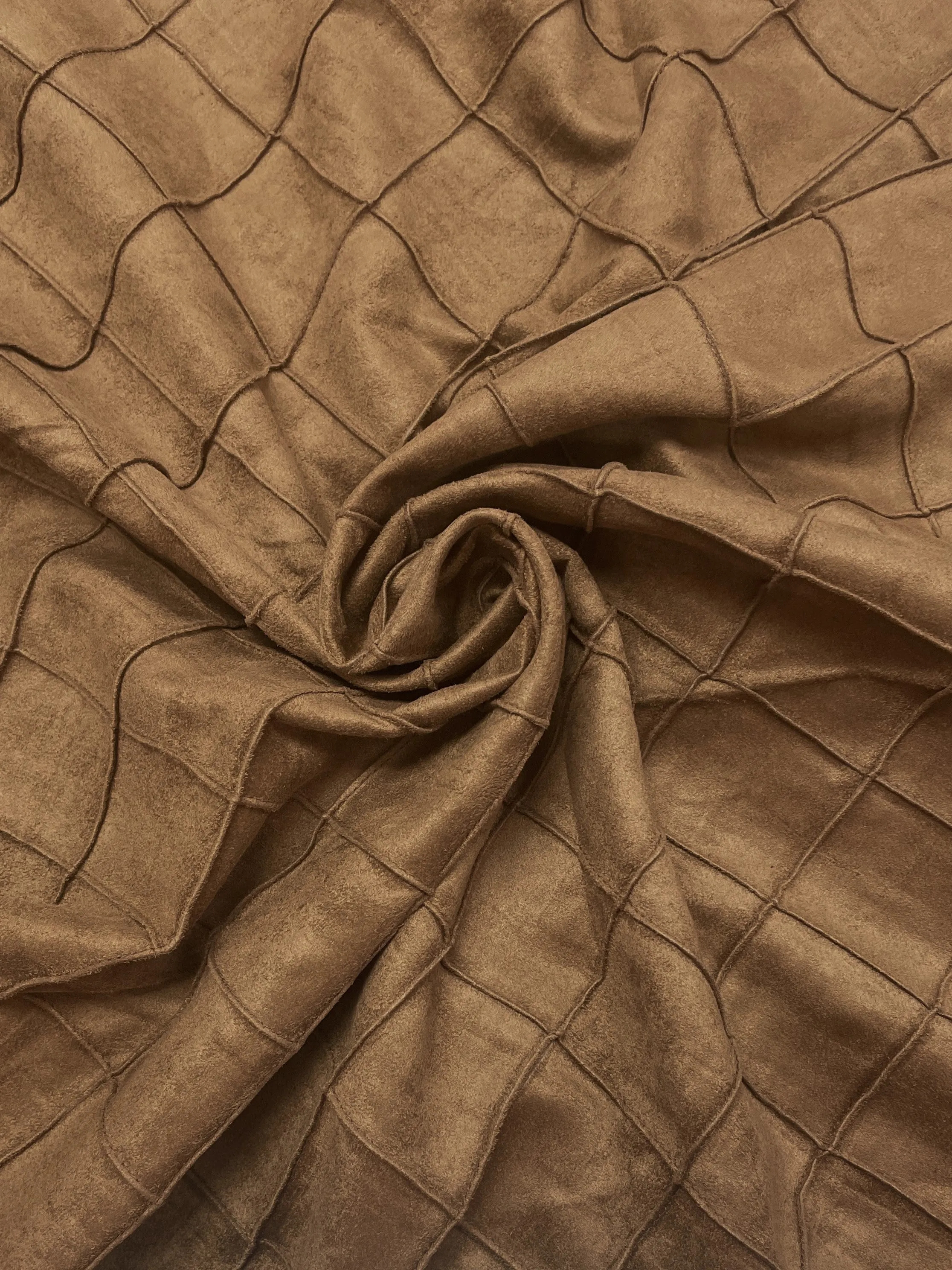 1 1/4 YD Poly/Nylon Faux Suede - Pintucked Brown