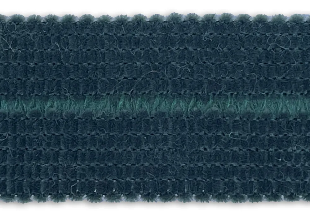 1 1/4" Mysterious Spruce Fold-Over Chenille Polyester Trim (Made in Germany)