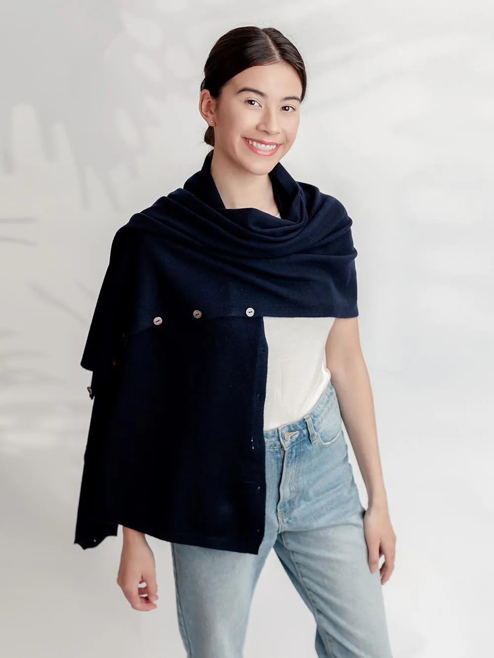 100% Mongolian Cashmere Button Poncho