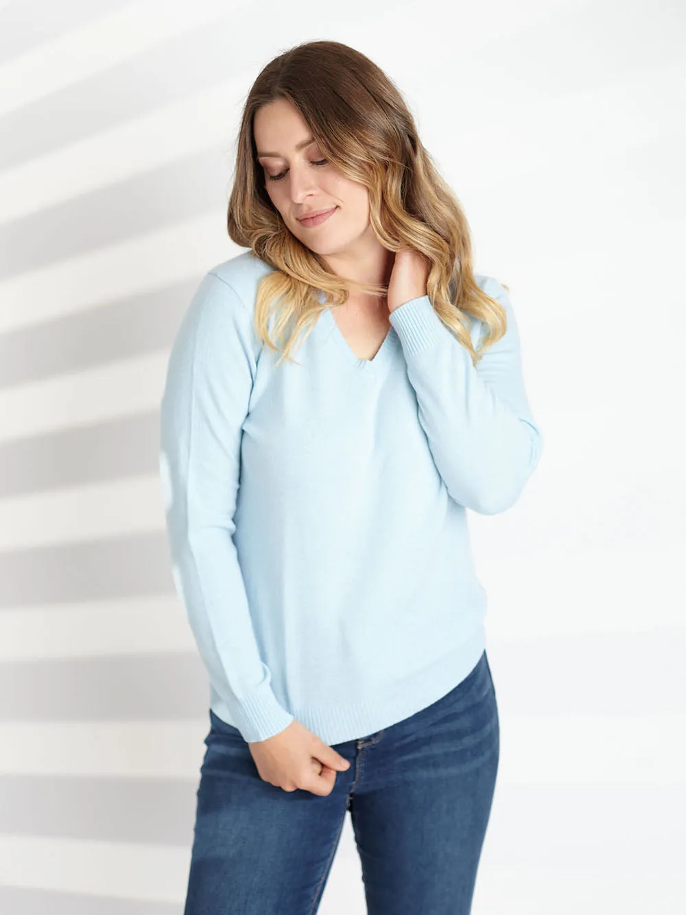 100% Mongolian Cashmere V Neck Sweater