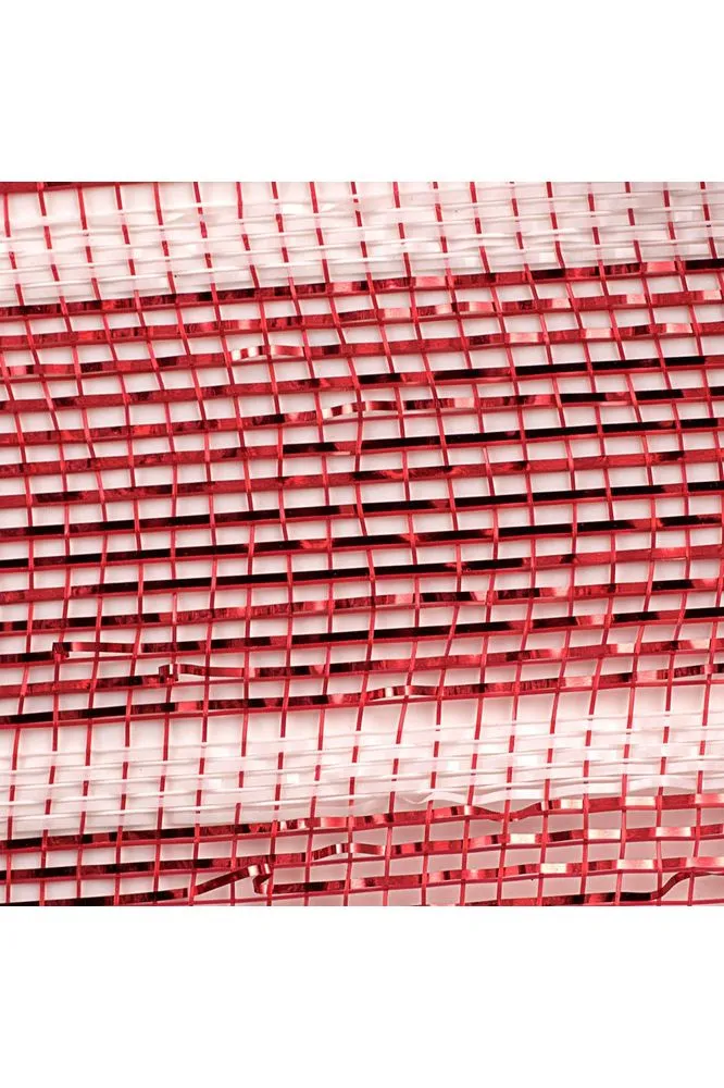 10" Poly Deco Mesh Ribbon: Deluxe Red/White Stripe (10 Yards)