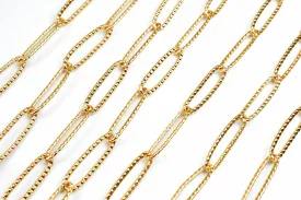 18K Gold-Filled Paper Clip Cable Link Chain - Diamond Cut - Customizable Necklace Chain for Jewelry Crafting