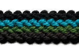 1" Leaf & Turquoise Wool Braided Trim (Made in USA)