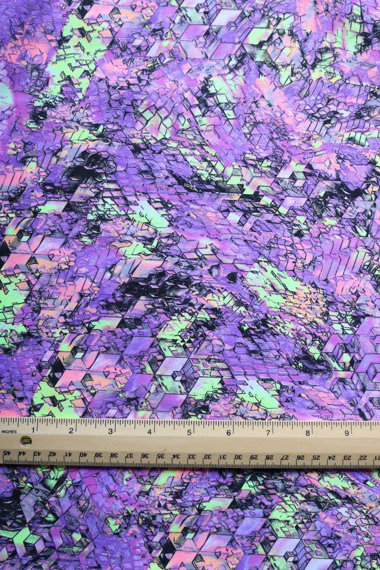 1YD 16IN REMNANT; Lavender Geodes Premium Athletic Nylon/Spandex