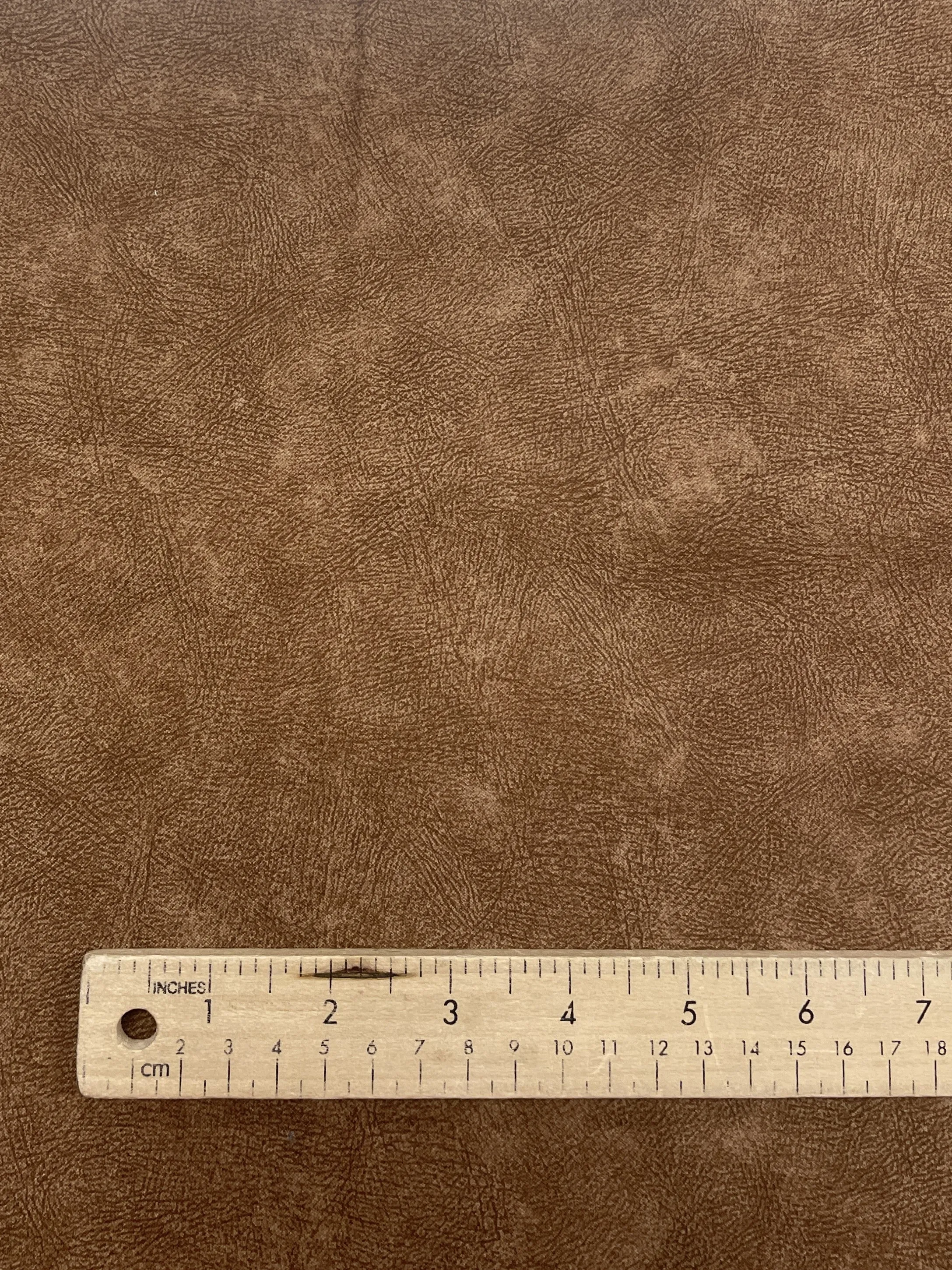 2 YD Poly/Nylon Faux Suede - Brown with "Leather" Print
