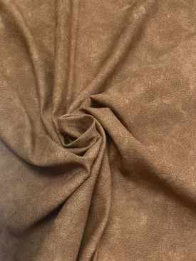 2 YD Poly/Nylon Faux Suede - Brown with "Leather" Print