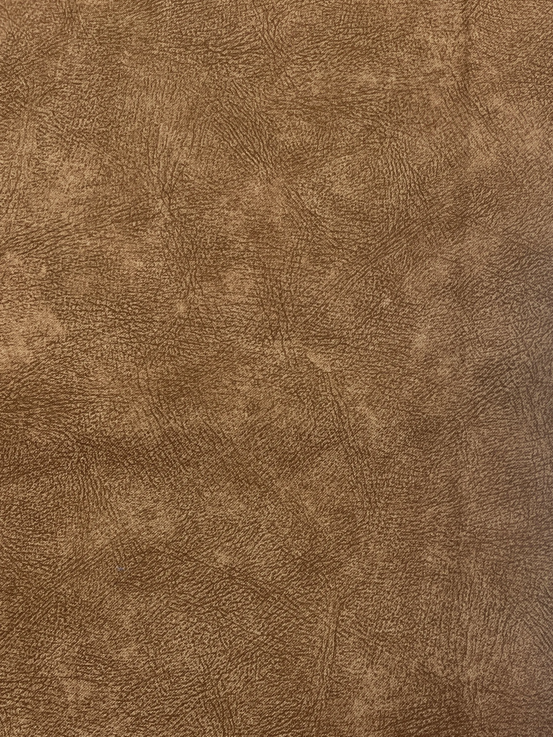 2 YD Poly/Nylon Faux Suede - Brown with "Leather" Print