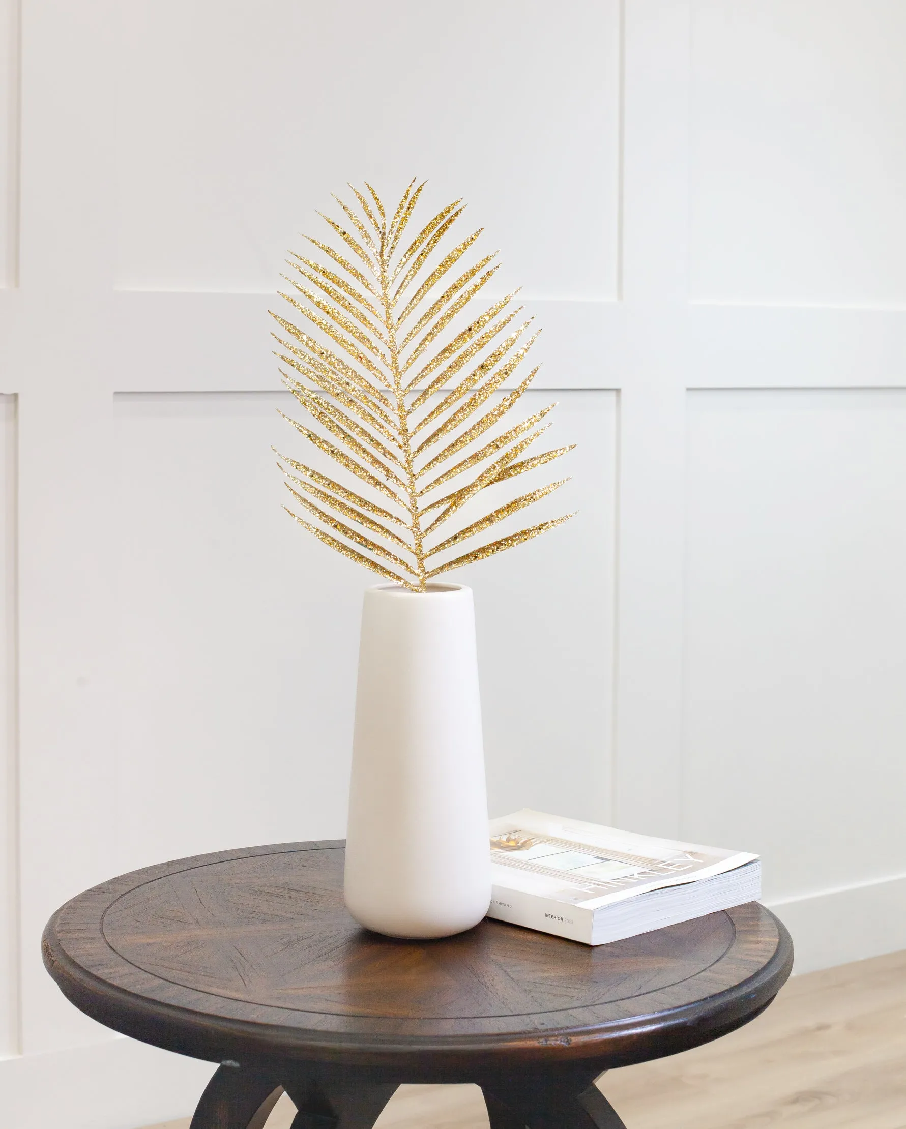 24" Glitter Palm Leaf Stem Set of 12