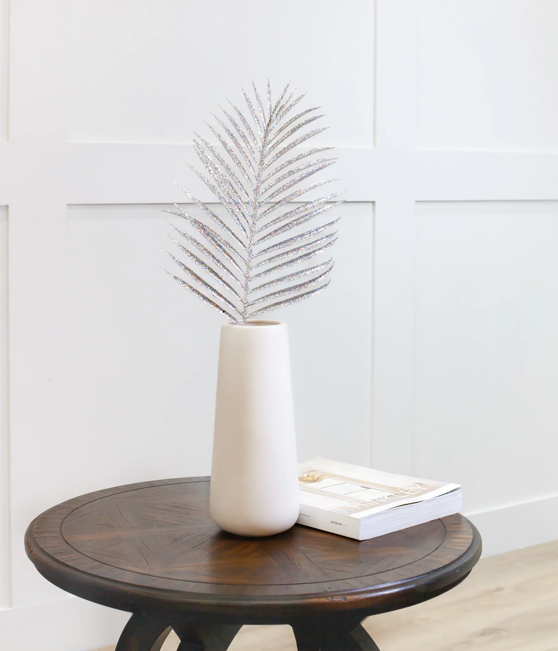 24" Glitter Palm Leaf Stem Set of 12