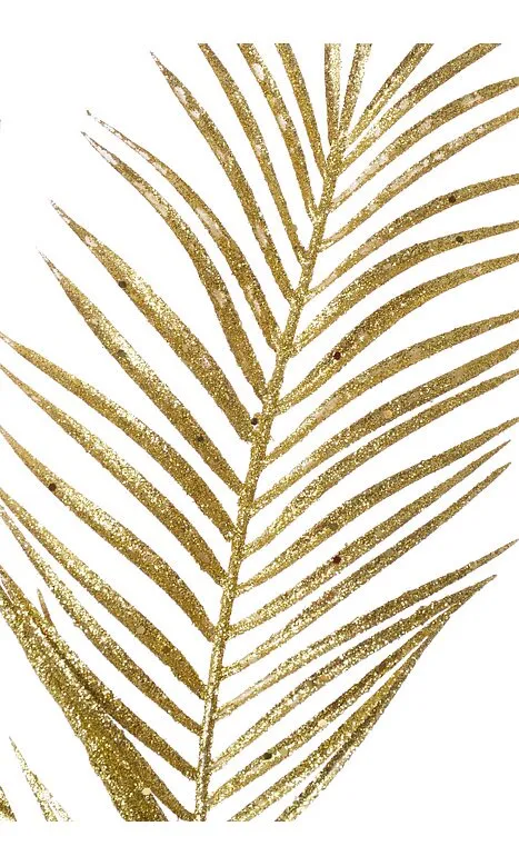 24" Glitter Palm Leaf Stem Set of 12