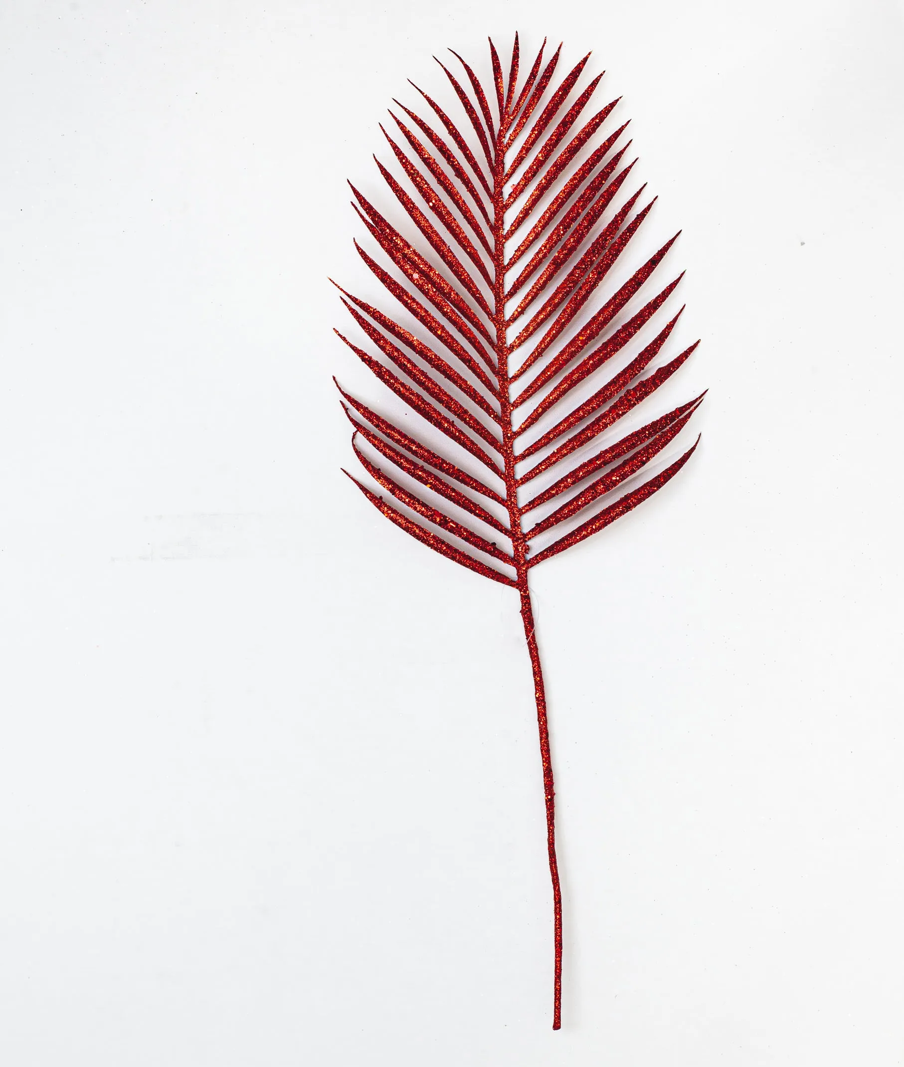 24" Glitter Palm Leaf Stem Set of 12