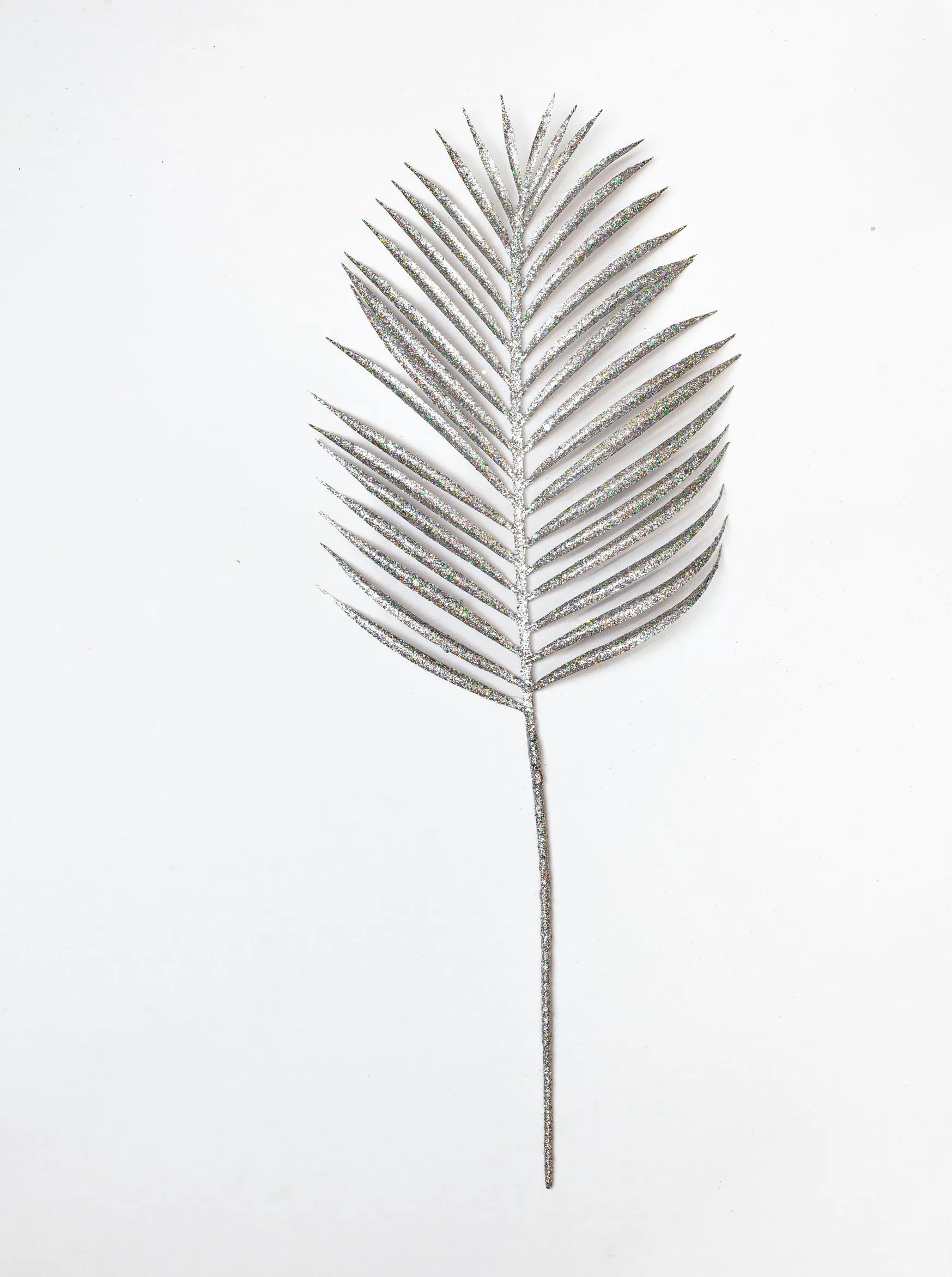 24" Glitter Palm Leaf Stem Set of 12