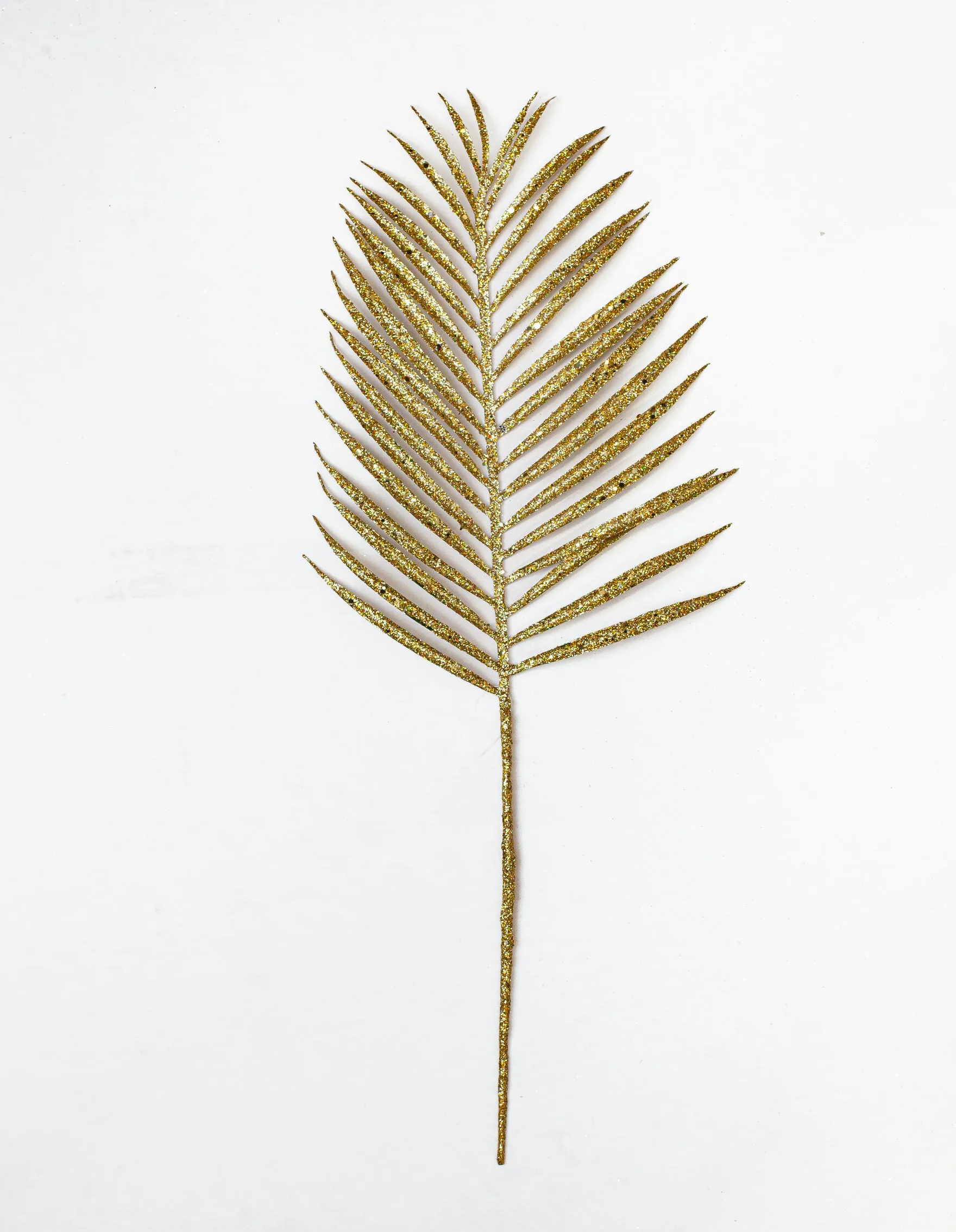 24" Glitter Palm Leaf Stem Set of 12