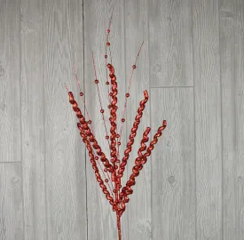38" Curly Spray with Balls in Red | QD