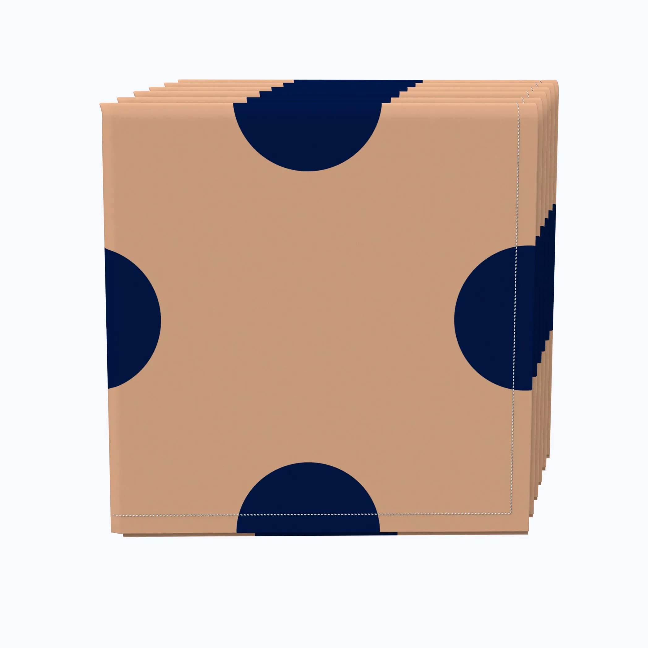 3" Dot, Navy & Tan Napkins