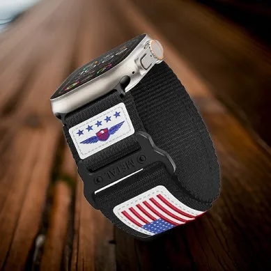 4 Bundle Pack Police Military Fireman Velcro USA FLAG Strap for Apple Watch