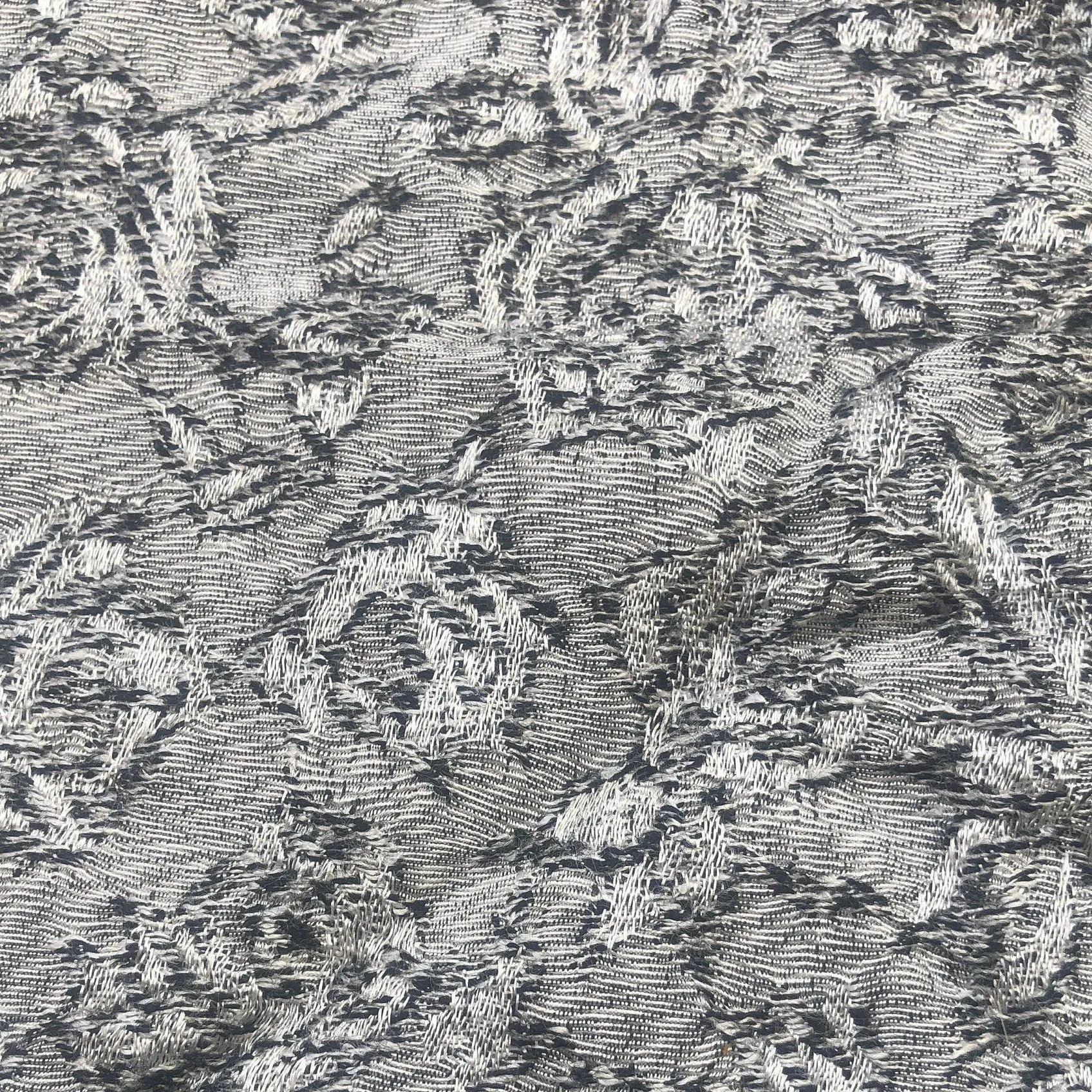 42" Rayon Viscose Floral Jacquard Heather Gray Woven Fabric By the Yard