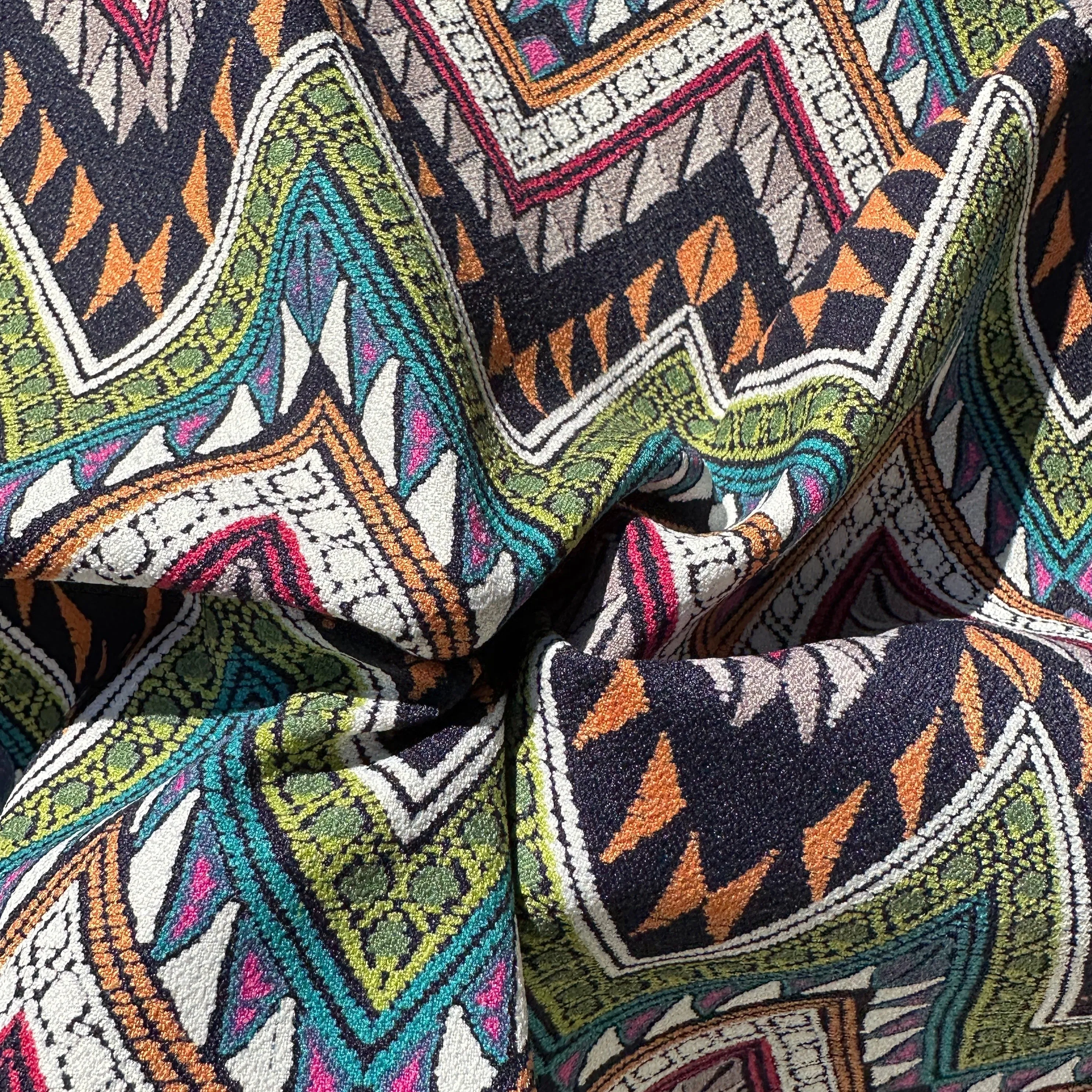 60" Rainbow Colorful Abstract Designed Woven Fabric By the Yard