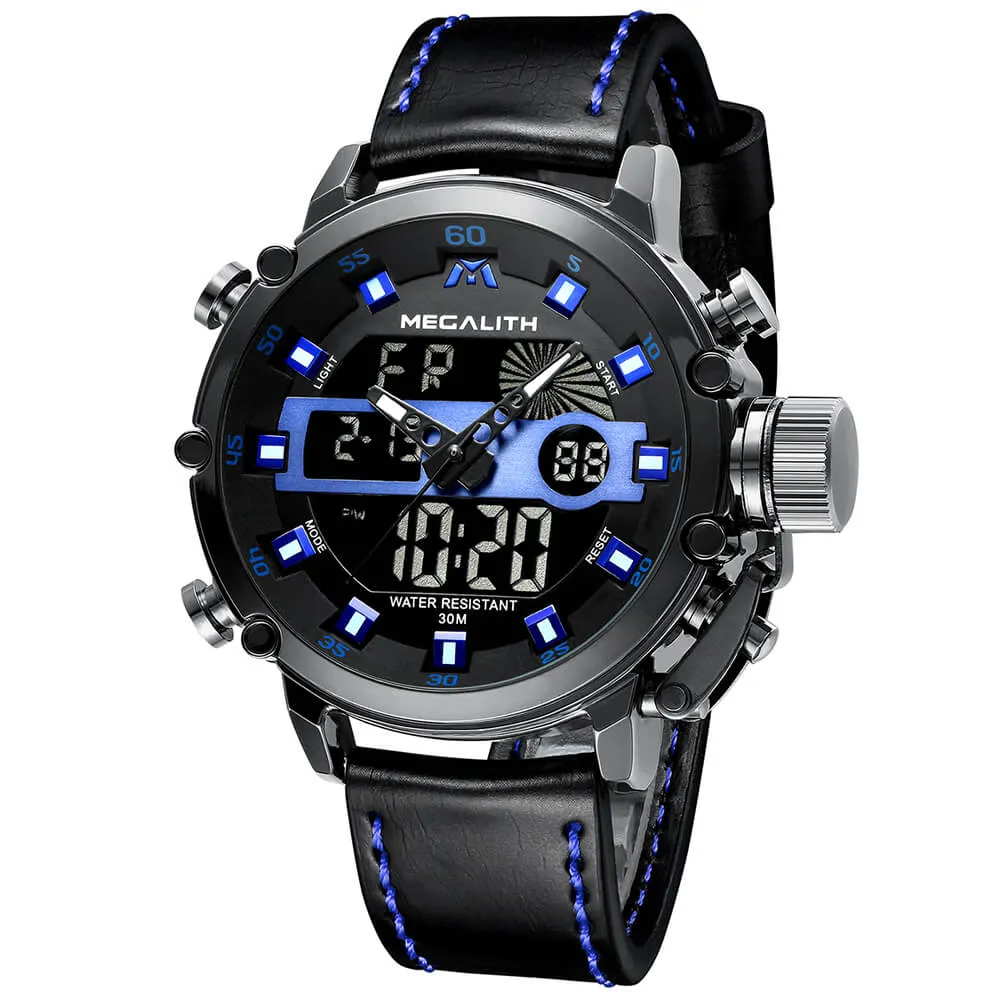 8051M | Analog Digital Men Watch | Leather Band