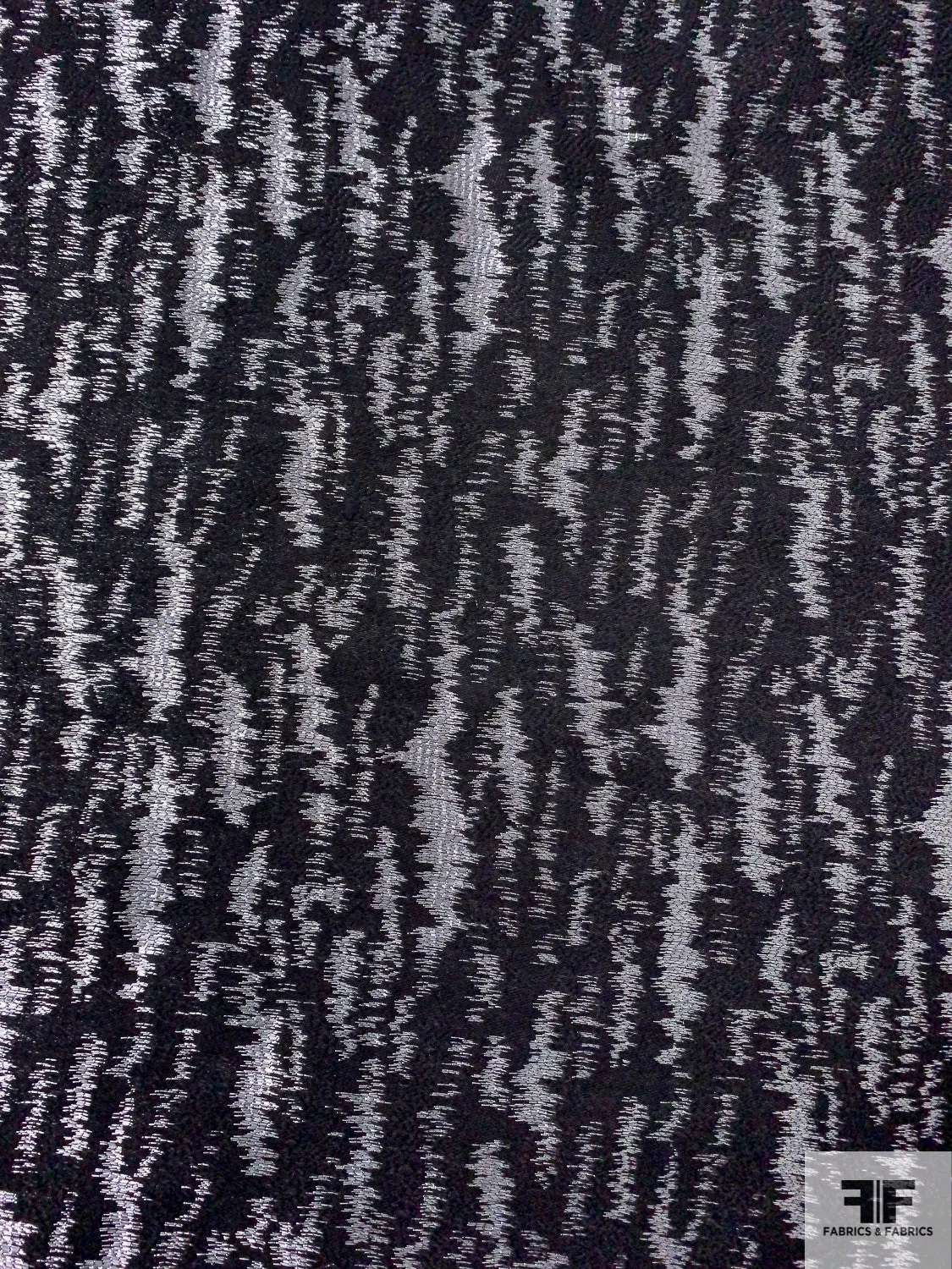 Abstract Metallic Brocade - Black / Silvery-Lilac
