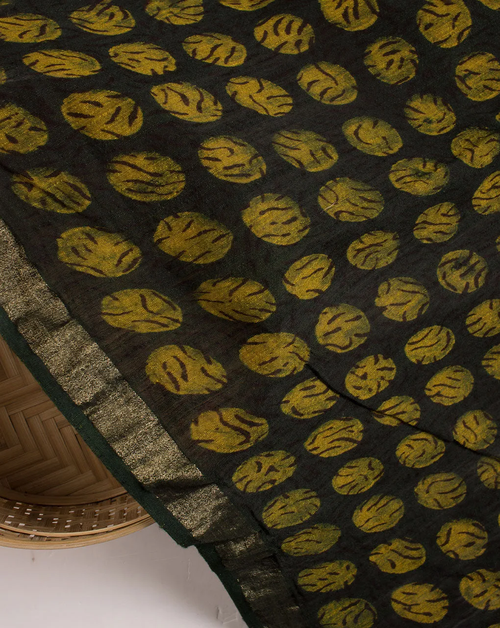 Akola Hand Block Mercerized Slub Chanderi Fabric