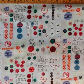Alexander Henry Fabric Sew on Button with Needle & Thread Gray