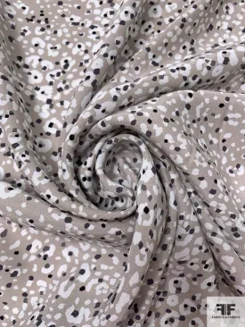 Animal Pattern Inspired Matte-Side Printed Silk Charmeuse - Taupe / Black / Off-White