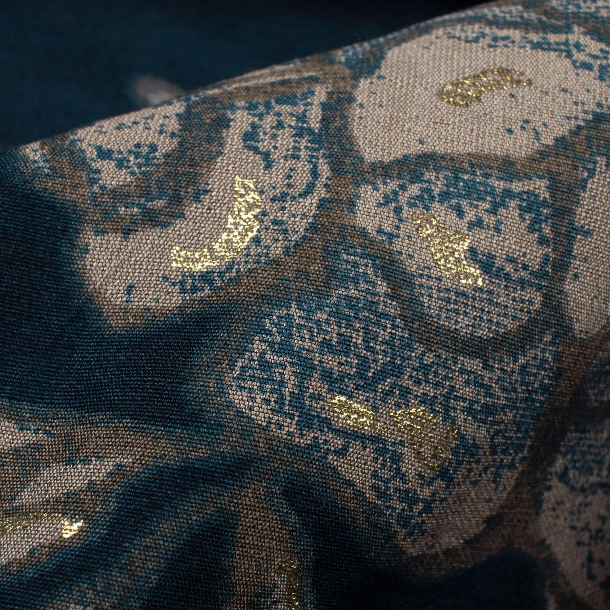 Antique Rose Gold Foil Work Viscose Fabric
