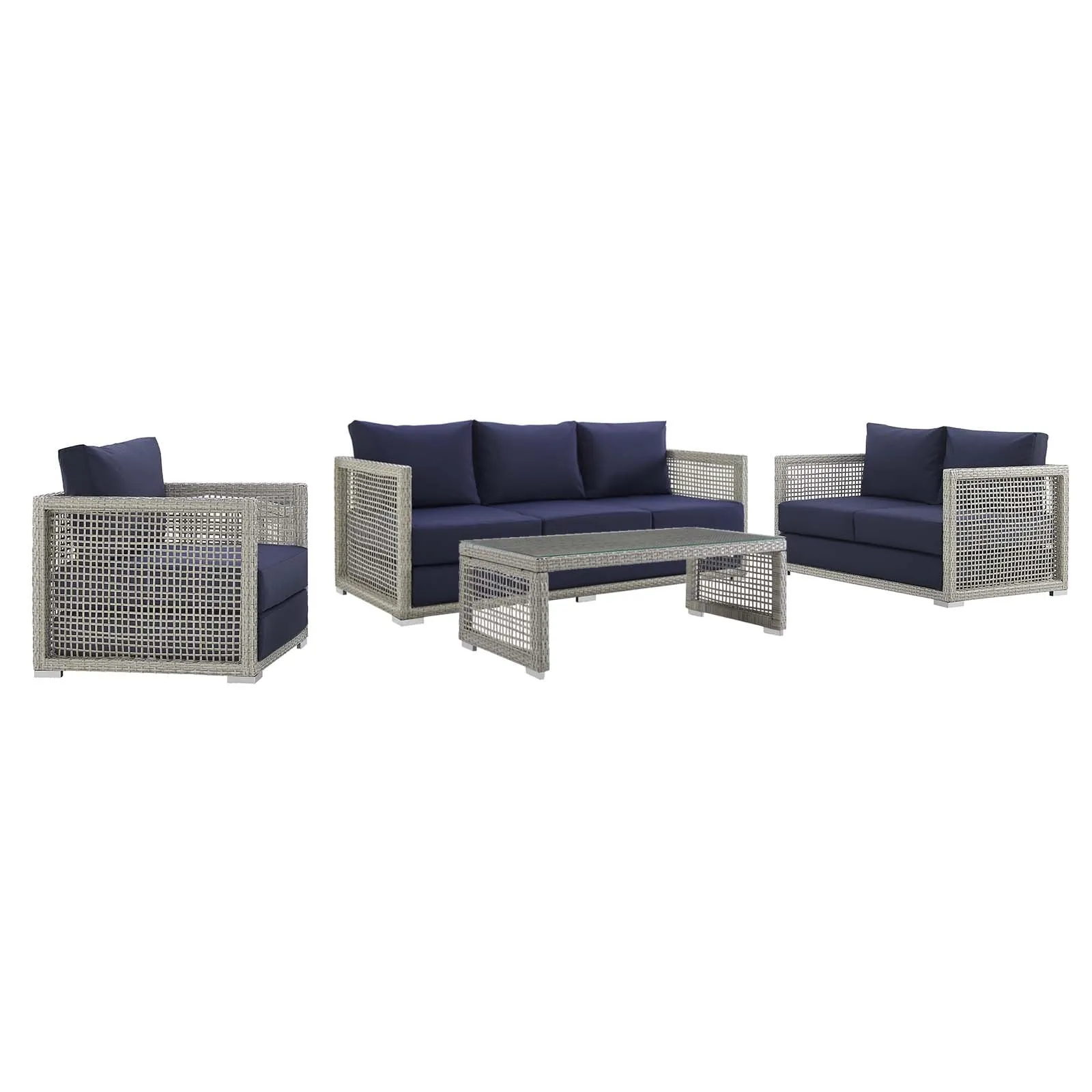 Aura 4 Piece Outdoor Patio Wicker Rattan Set by Modway