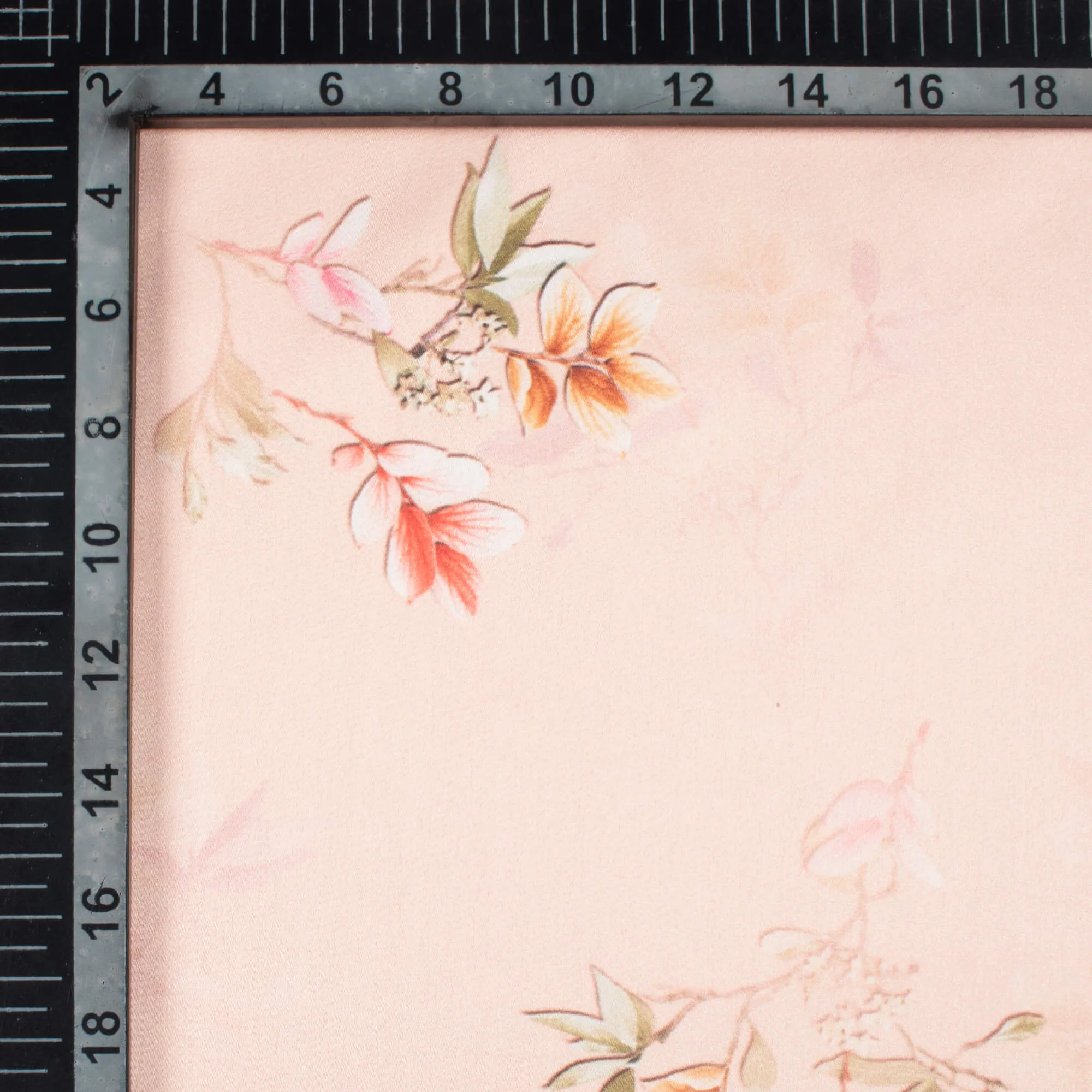 Baby Pink And Brown Floral Pattern Digital Print Japan Satin Fabric