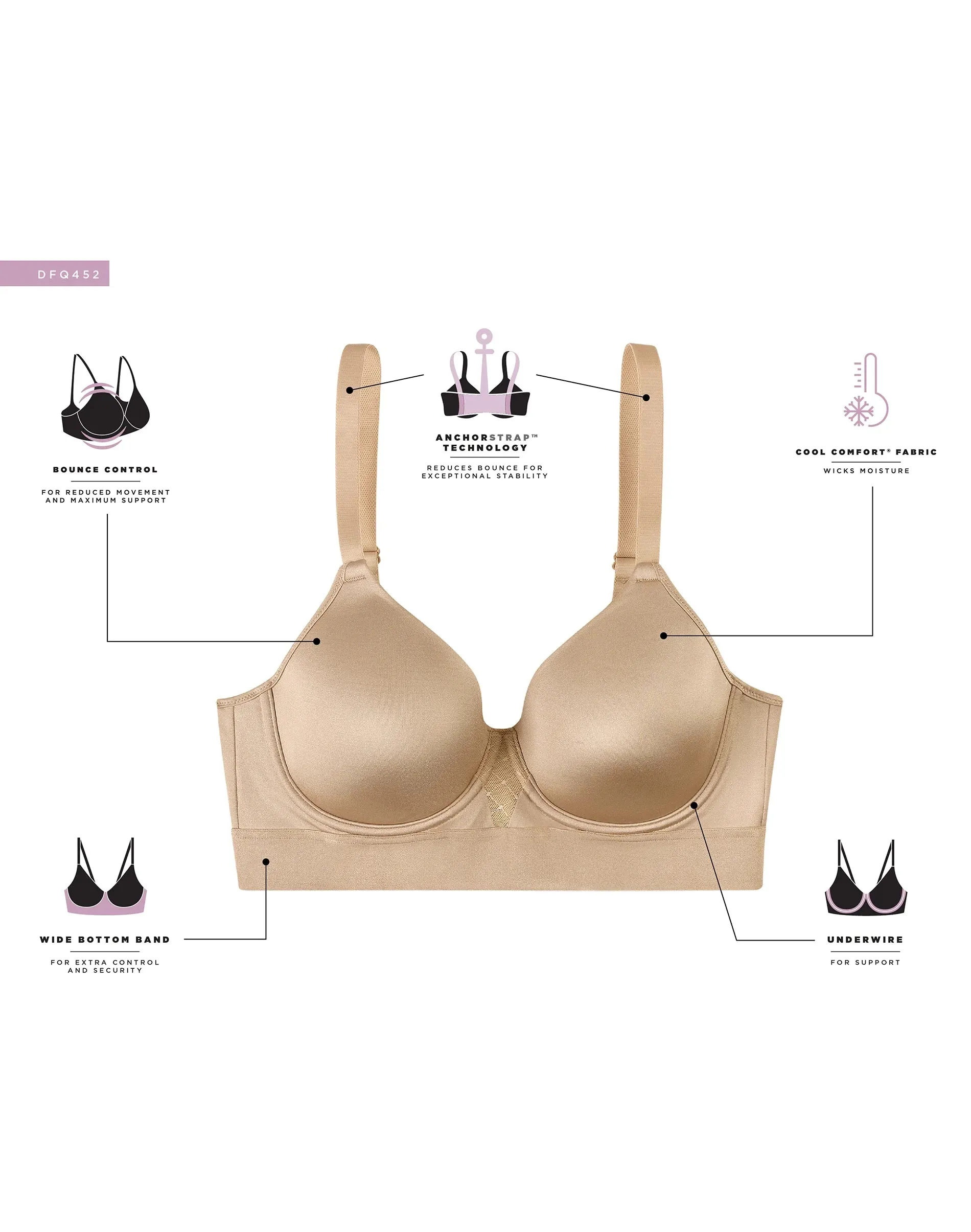 Bali Womens One Smooth U Bounce Control Underwire Bra