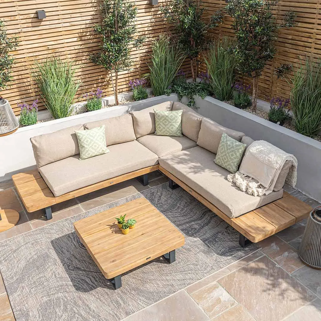 Bali Wood Platform Corner Sofa Set