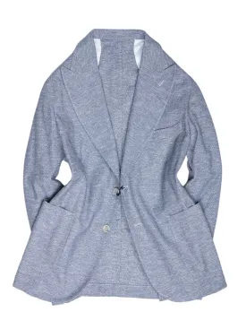 Barba Napoli - Light Blue Herringbone Cotton/Linen Sports Jacket 50