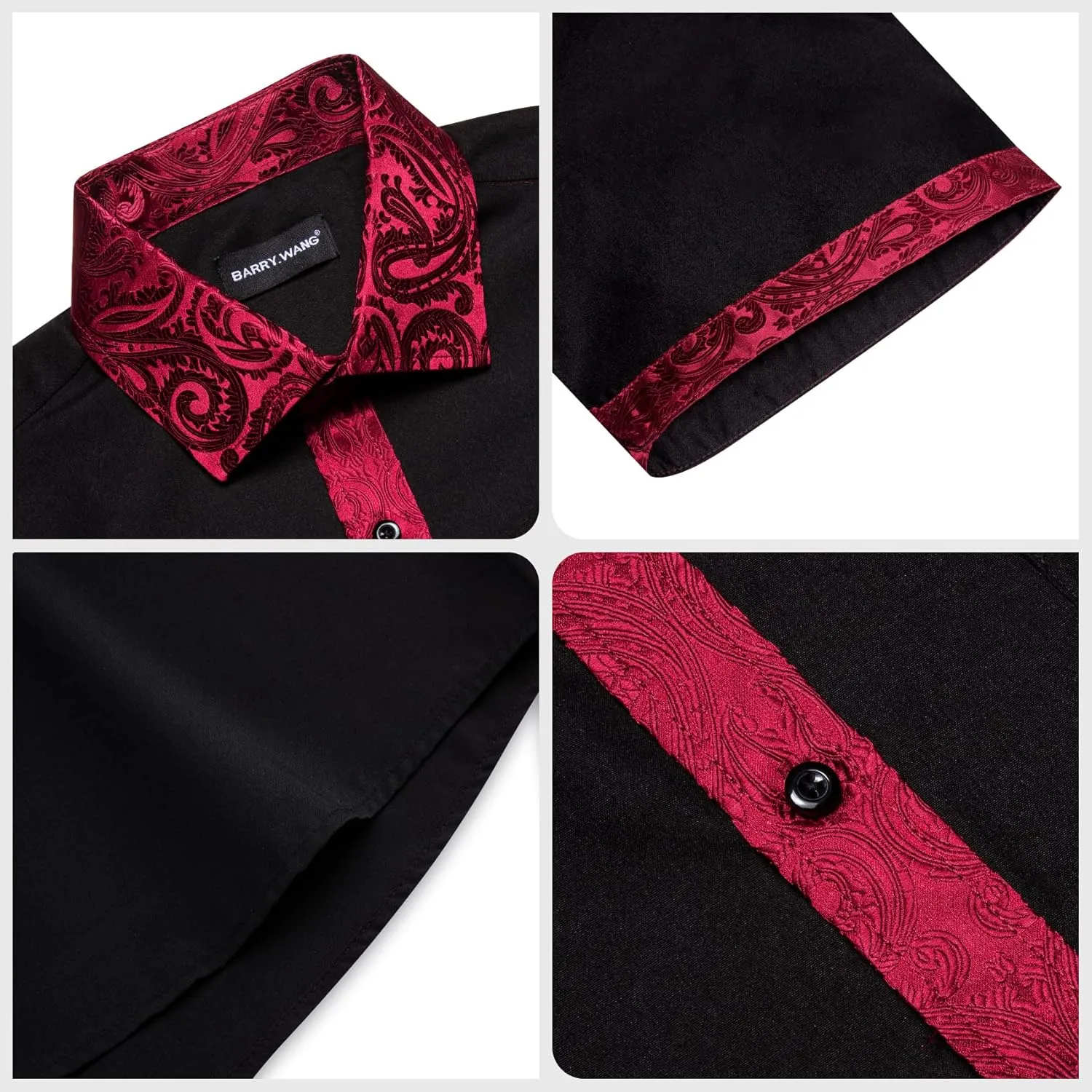 Barry.Wang Men's Short Sleeve Linen Shirts Casual Summer Button Down Business Formal Polyester Shirt Regular Wedding Party