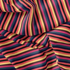 Bengal Stripes Multicolour Strips Digital Printed Fabric - Kora Silk