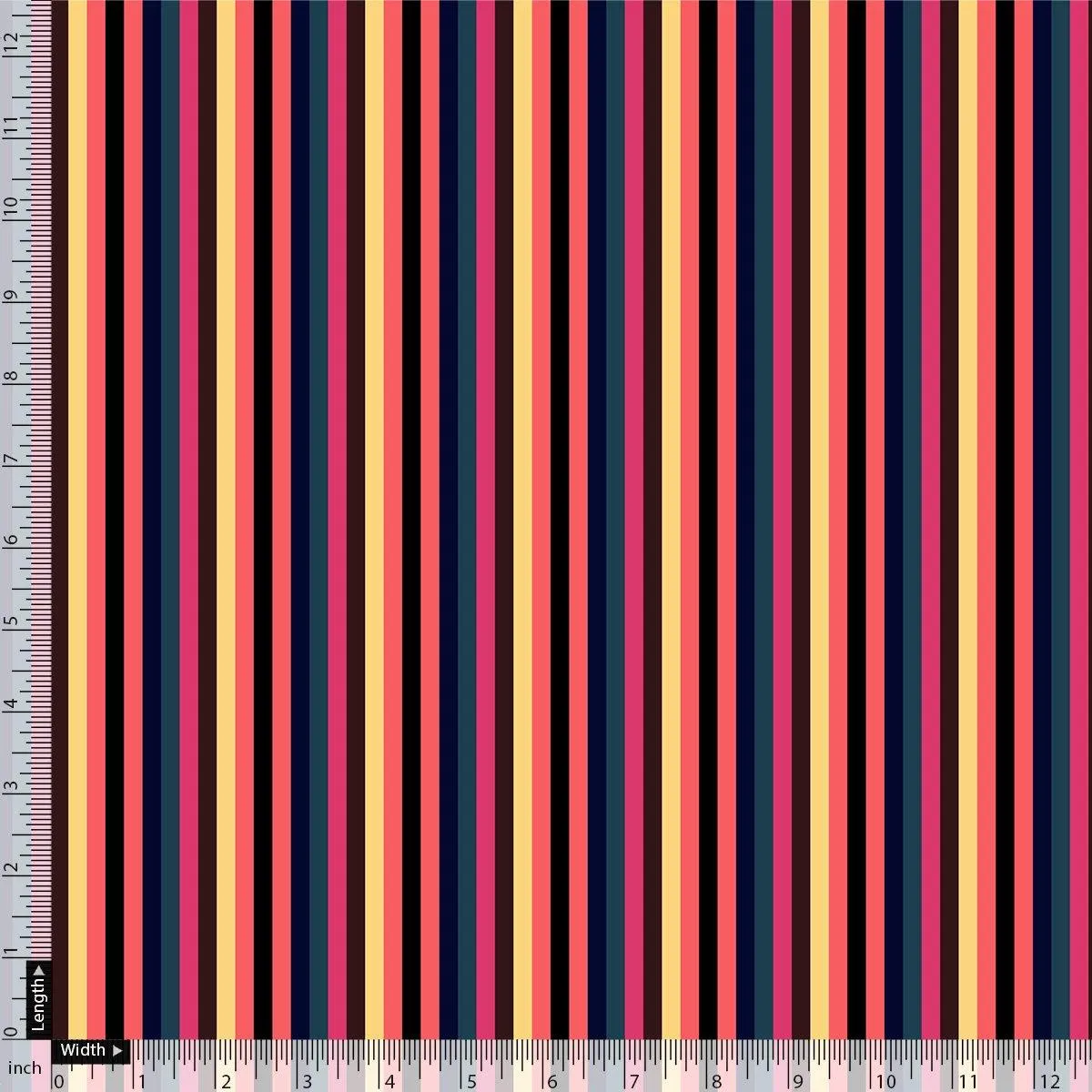 Bengal Stripes Multicolour Strips Digital Printed Fabric - Kora Silk