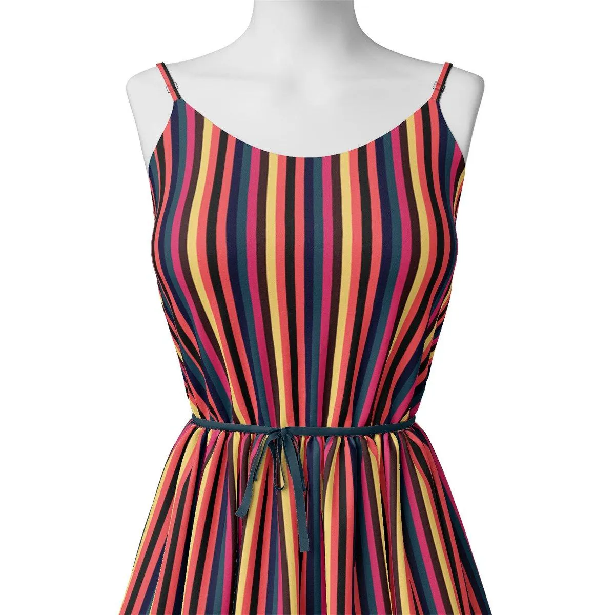 Bengal Stripes Multicolour Strips Digital Printed Fabric - Kora Silk