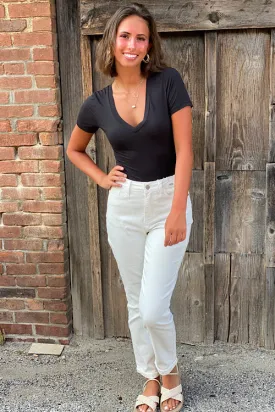 Betty - Judy Blue White Double Cuff Non-Distressed Boyfriend