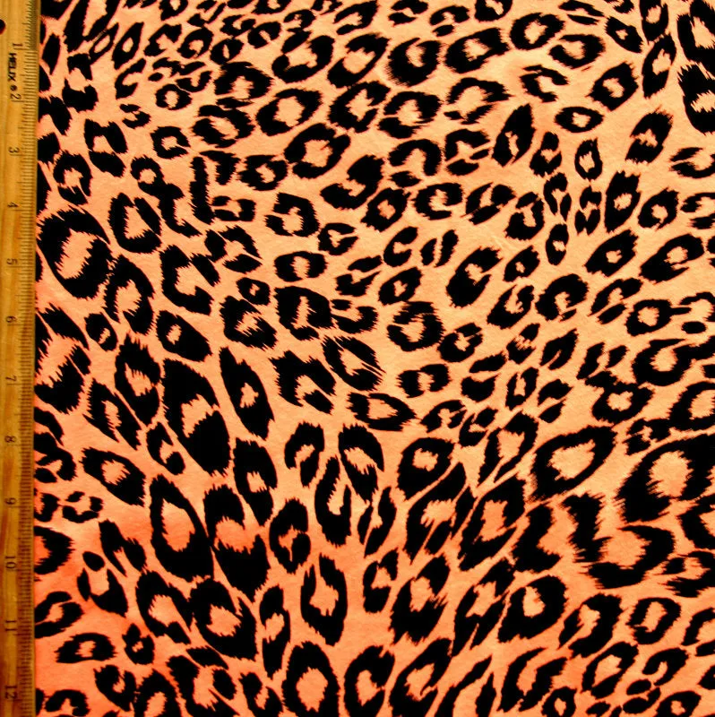 Black Leopard on Fluorescent Orange Knit Fabric