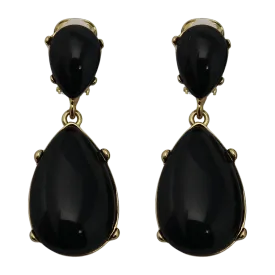 Black Resin Teardrop Cabochon Clip Earring