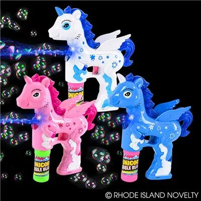 Blue Light And Sound Unicorn Bubble Blaster 7"
