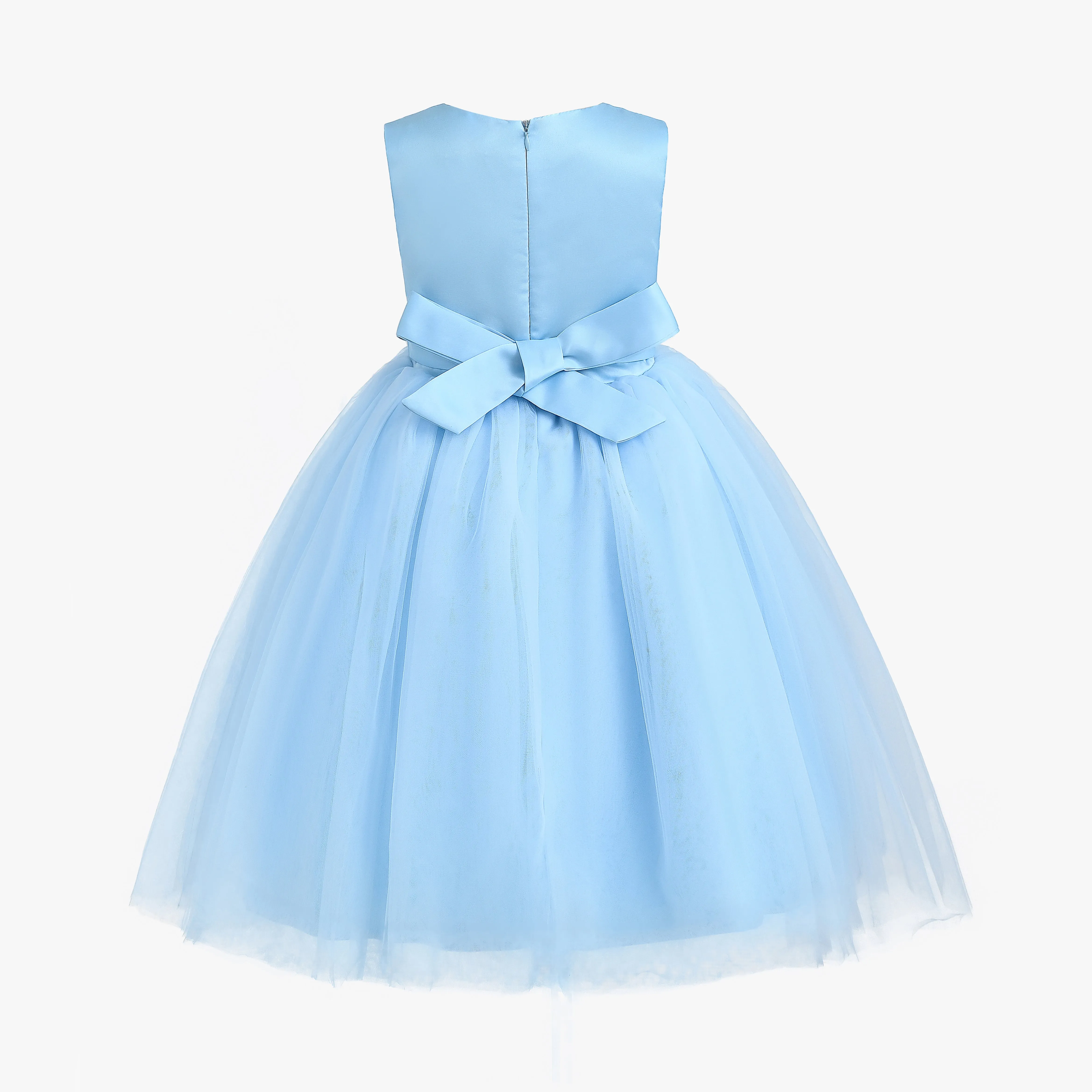 Blue Pearl Bow Tulle Dress