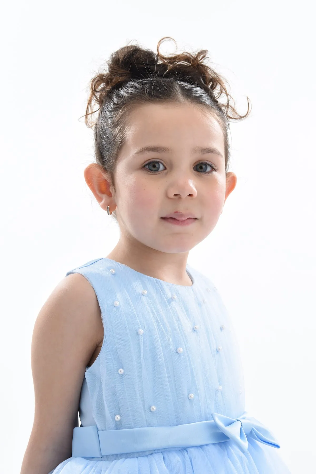 Blue Pearl Bow Tulle Dress