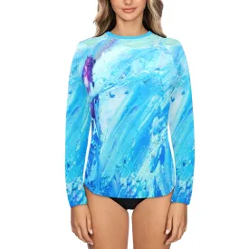 Blue Swirl Women's Long Sleeve Swim Shirt
