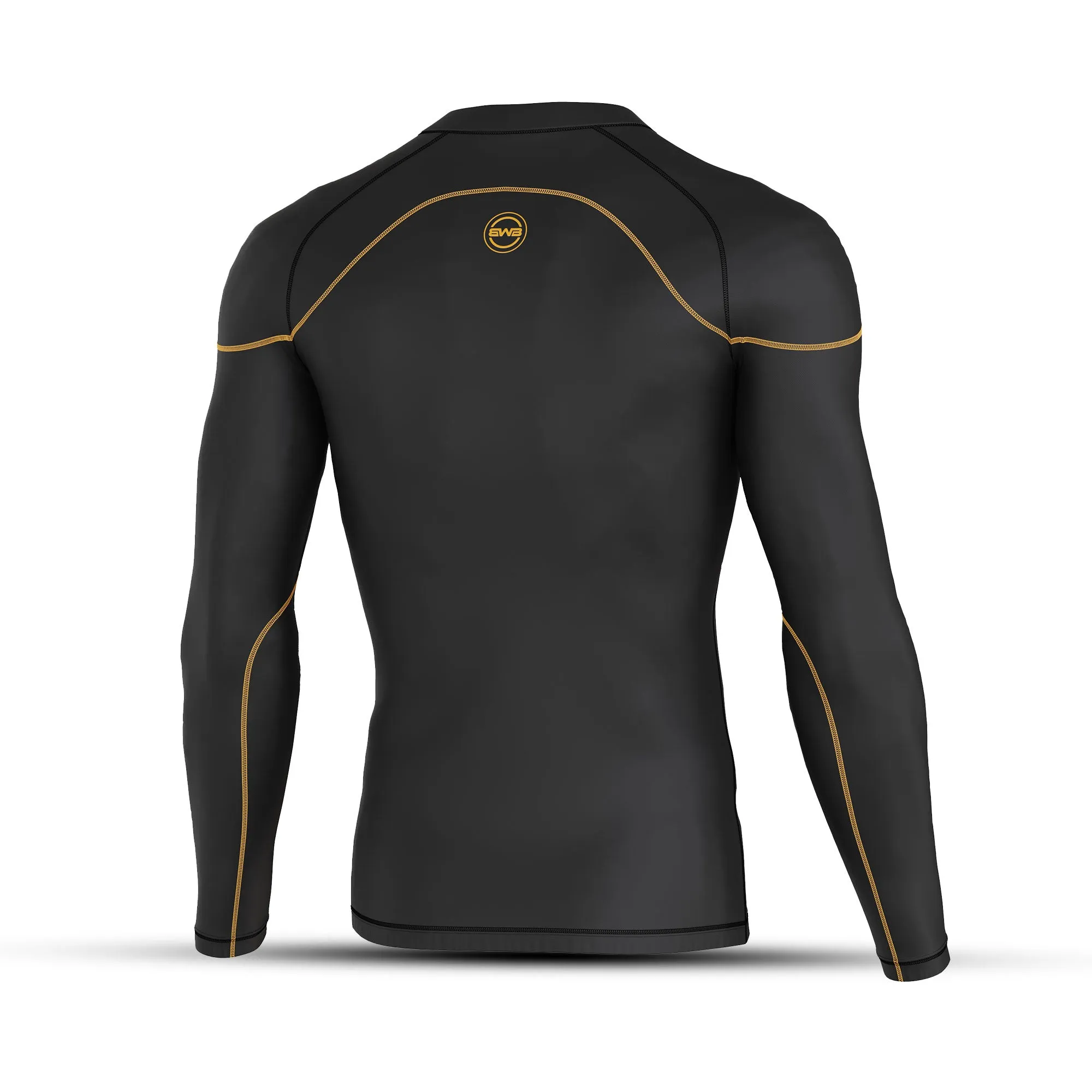 BWB Men's Black & Orange Long Sleeve Baselayer Compression Shirt