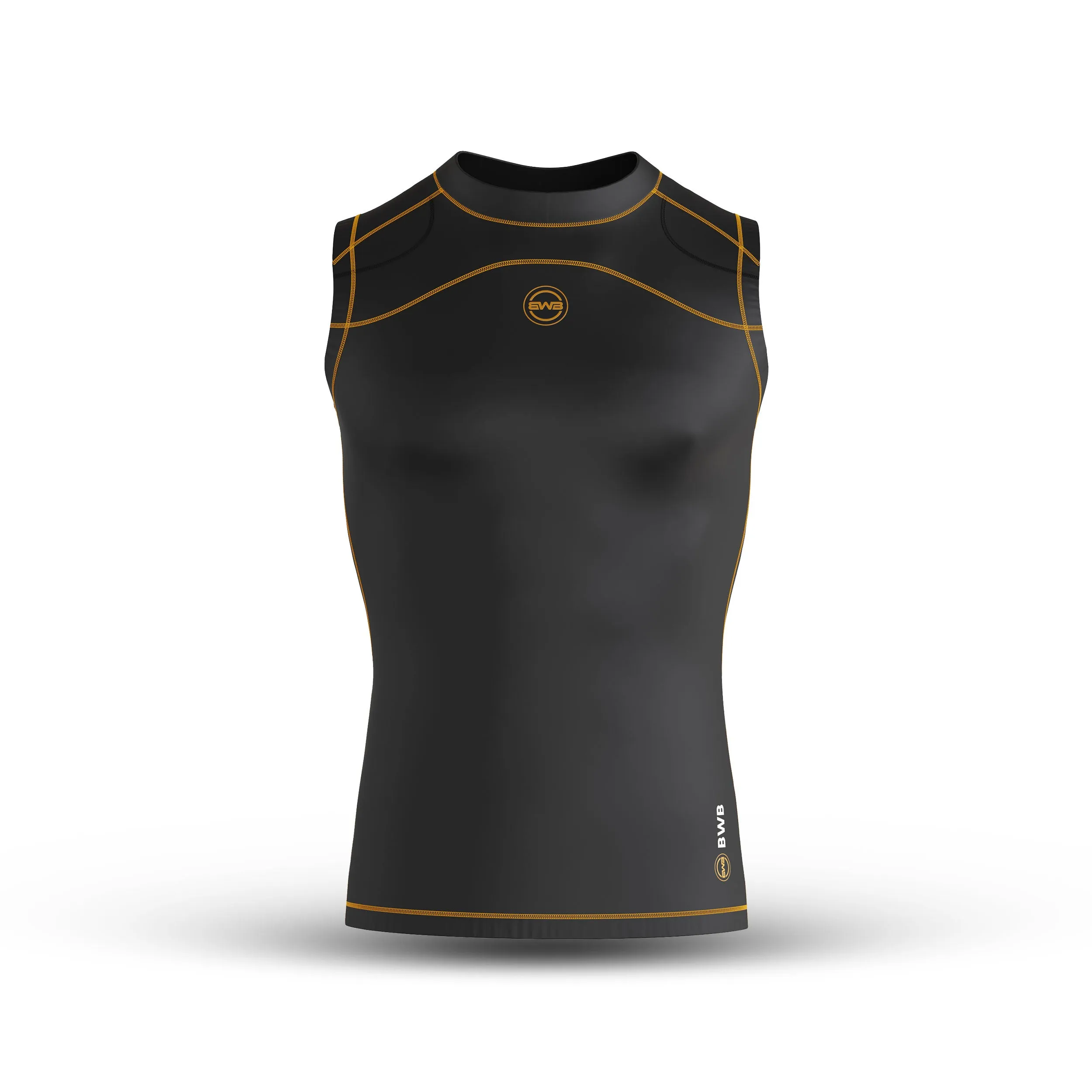 BWB Men's Orange Compression Top Sleeveless