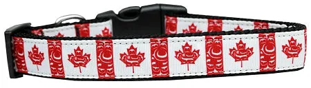 Canadian Flag In Swirls Nylon Dog Collar Sm