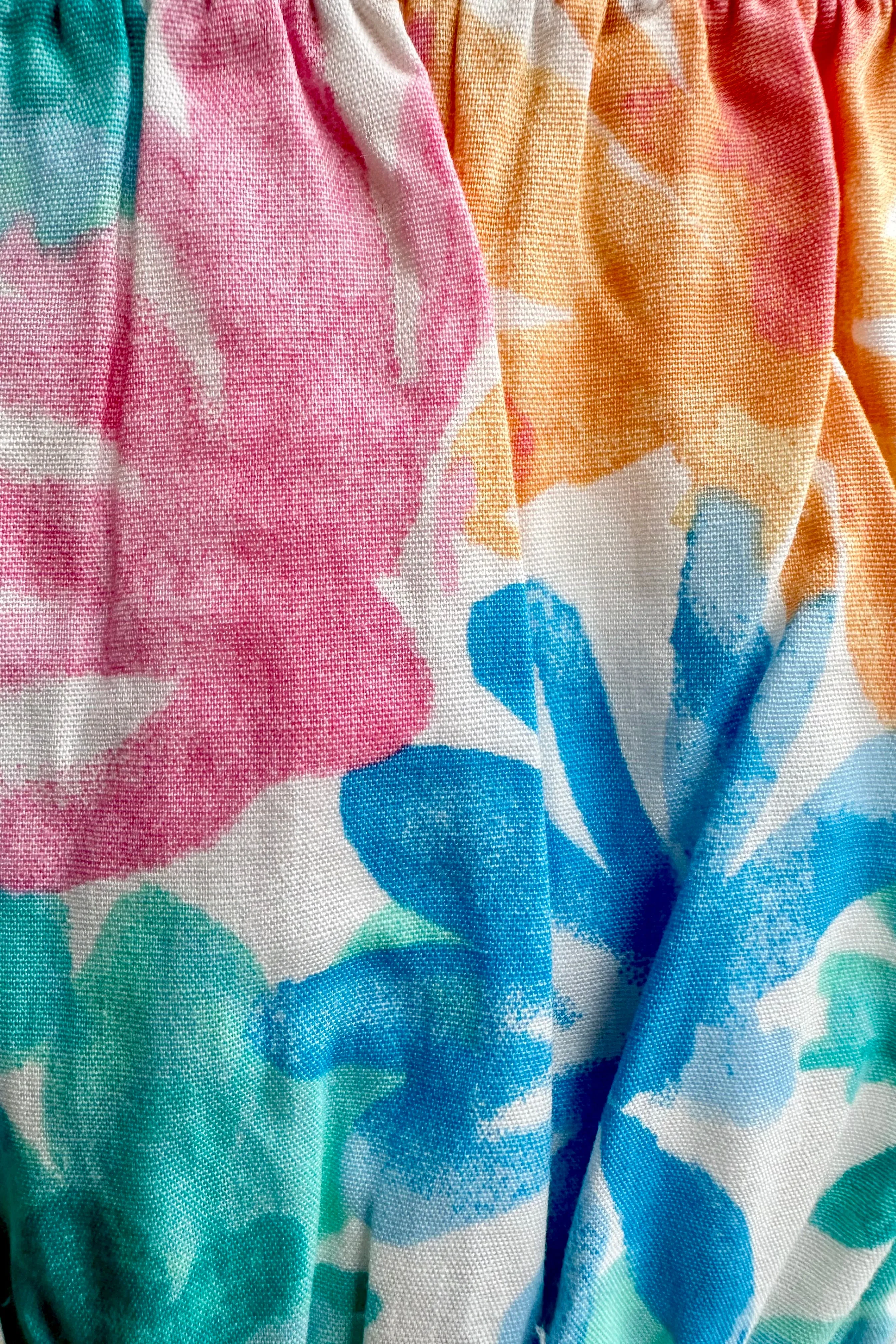 Candy Pink & Baby Blue Elastic Shoulder Dress