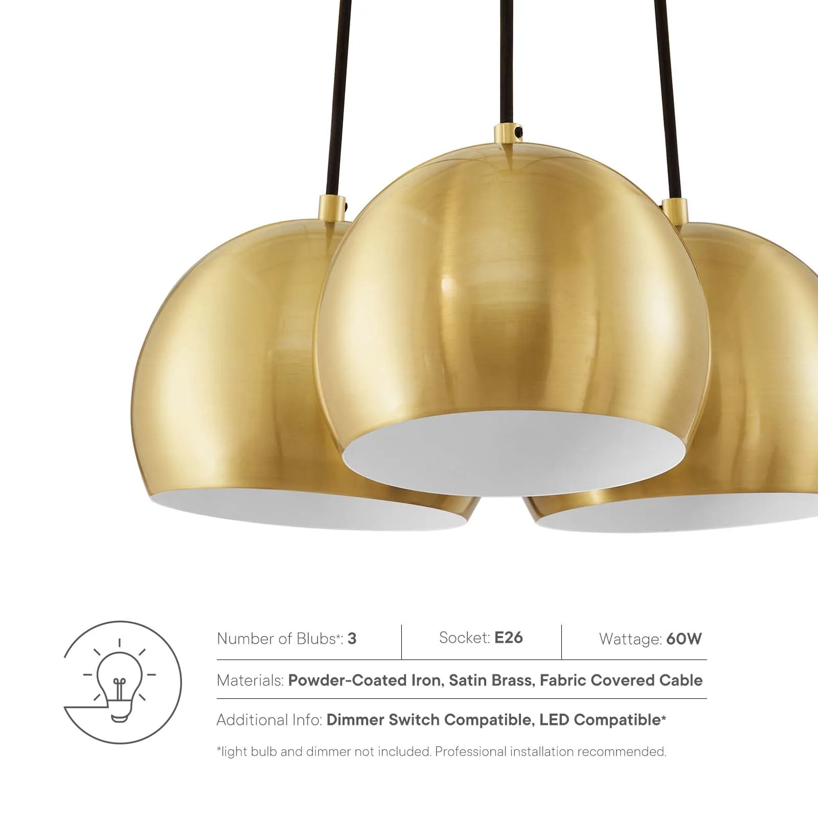 Chalice 3-Light Metal Pendant by Modway