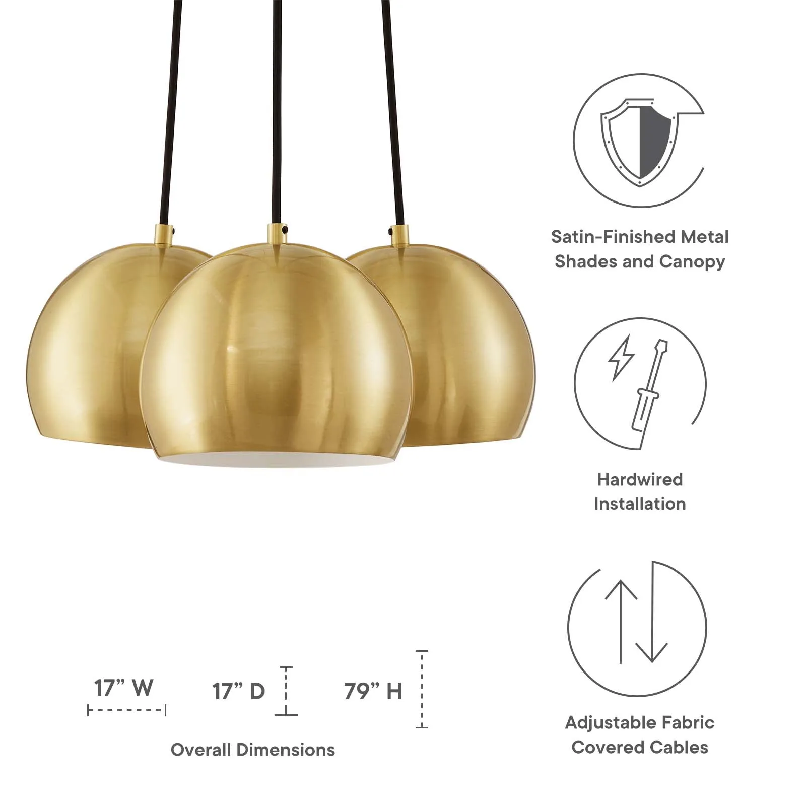 Chalice 3-Light Metal Pendant by Modway